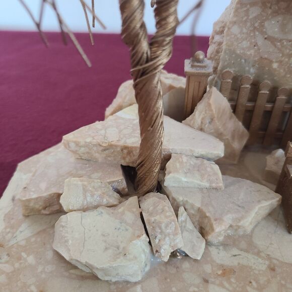 Unique Artisan GW Sanders Stone & Wire Double Tree Sculpture on Marble OOAK 1998 - Picture 3 of 10